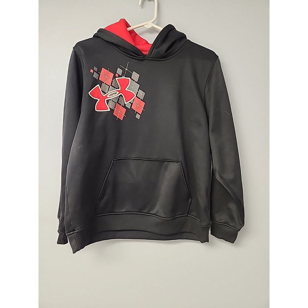 Unique UNDER ARMOUR Boys XL Black Red Plaid Warm Pullover Hoodie‎